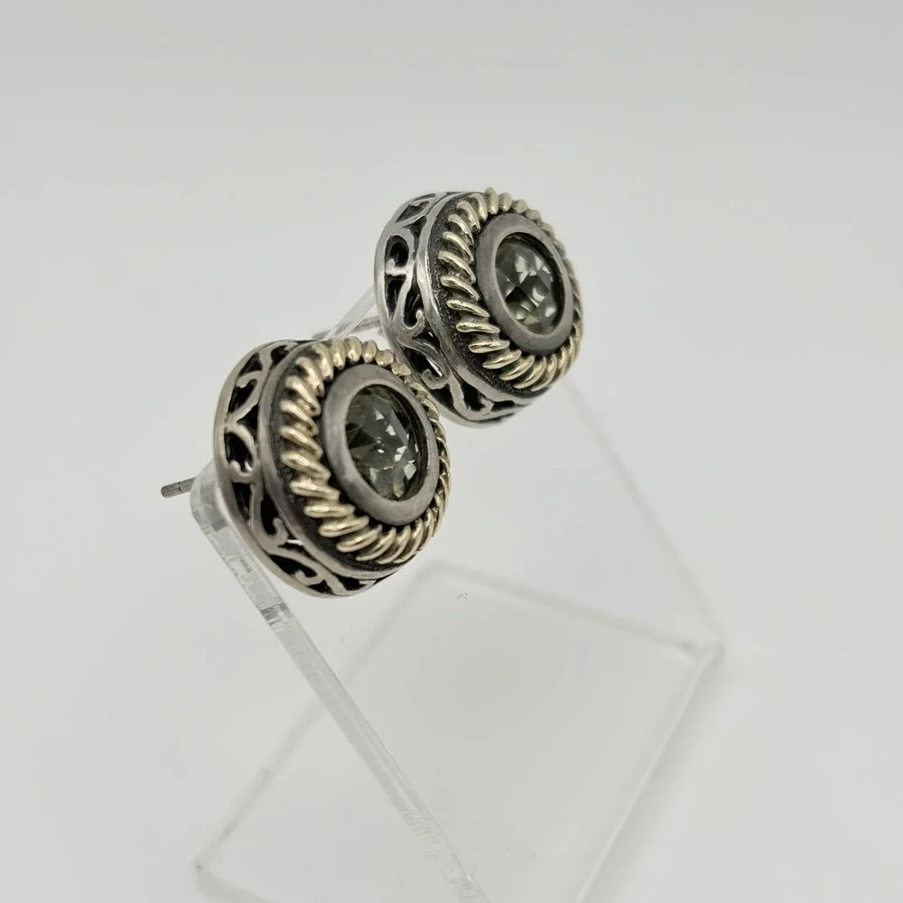 Arts Elegance AE Sterling Silver 14k Yellow Gold/925 Pierced Earrings